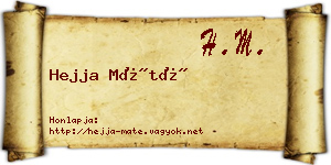 Hejja Máté névjegykártya